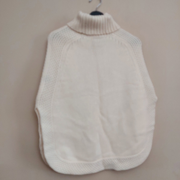 Adrienne Vittadini Turtleneck Poncho Sweater Wool x Cashmere Cream Size XS/S - Picture 6 of 7